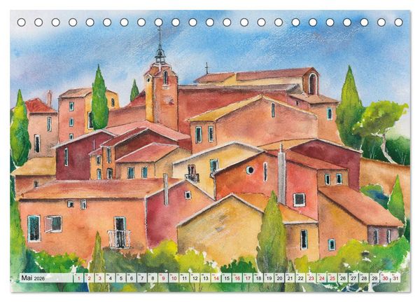 Produktbild: Frankreich Aquarelle (Tischkalender 2026 DIN A5 quer), CALVENDO Monatskalender