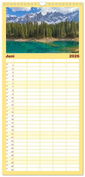 Produktbild: Familienplaner 2026 - S&uuml;dtirol - Von Meran bis zum Pragser Wildsee mit 5 Spalten (Wandkalender, 21 x 45 cm) CALVENDO