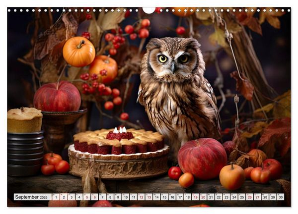 Produktbild: Stillleben mit Eule (Wandkalender 2026 DIN A3 quer), CALVENDO Monatskalender