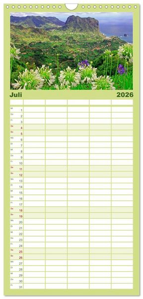 Produktbild: Familienplaner 2026 - Madeira und Porto Santo mit 5 Spalten (Wandkalender, 21 x 45 cm) CALVENDO