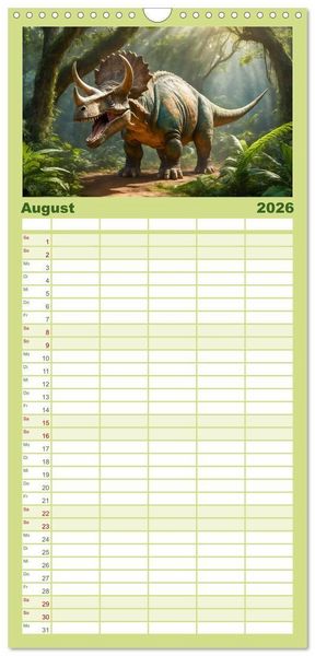Produktbild: Familienplaner 2026 - Eine Reise in die Vergangenheit - Entdeckung der Tierwelt mit 5 Spalten (Wandkalender, 21 x 45 cm) CALVENDO