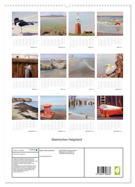 Produktbild: Malerisches Helgoland (hochwertiger Premium Wandkalender 2026 DIN A2 hoch), Kunstdruck in Hochglanz