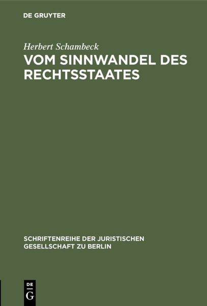 Produktbild: Vom Sinnwandel des Rechtsstaates