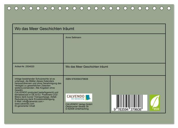 Produktbild: Wo das Meer Geschichten tr&auml;umt (Tischkalender 2027 DIN A5 quer), CALVENDO Monatskalender