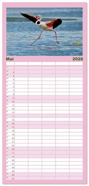 Produktbild: Familienplaner 2026 - The Power Of Pink mit 5 Spalten (Wandkalender, 21 x 45 cm) CALVENDO