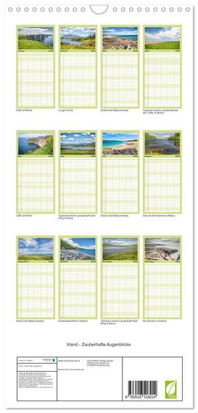 Produktbild: Familienplaner 2026 - Irland - Zauberhafte Augenblicke mit 5 Spalten (Wandkalender, 21 x 45 cm) CALVENDO