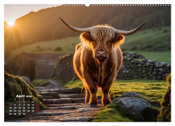 Produktbild: Highland K&uuml;he (Wandkalender 2026 DIN A2 quer), CALVENDO Monatskalender