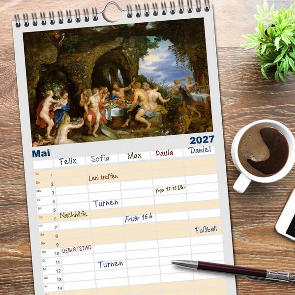 Produktbild: Familienplaner 2027 - Party Time - Das Fest in der Kunst mit 5 Spalten (Wandkalender, 21 x 45 cm) CALVENDO