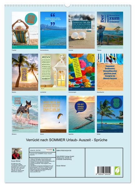 Produktbild: Verr&uuml;ckt nach SOMMER Urlaub- Auszeit - Spr&uuml;che (hochwertiger Premium Wandkalender 2026 DIN A2 hoch), Kunstdruck in Hochglanz