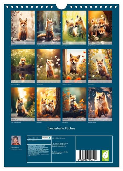 Produktbild: Zauberhafte F&uuml;chse (Wandkalender 2026 DIN A4 hoch), CALVENDO Monatskalender