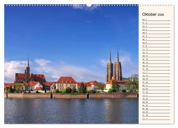 Produktbild: Breslau - Schlesiens Herz an der Oder (hochwertiger Premium Wandkalender 2026 DIN A2 quer), Kunstdruck in Hochglanz