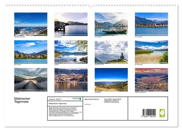 Produktbild: Malerischer Tegernsee (hochwertiger Premium Wandkalender 2026 DIN A2 quer), Kunstdruck in Hochglanz