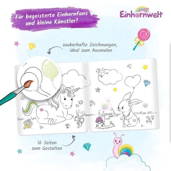Produktbild: Tr&ouml;tsch Malbuch Stickermalbuch Einhornwelt