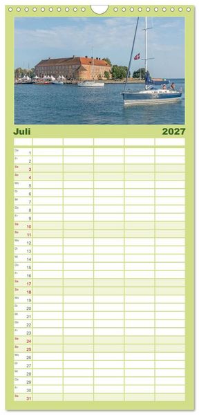 Produktbild: Familienplaner 2027 - Schl&ouml;sser in D&auml;nemark mit 5 Spalten (Wandkalender, 21 x 45 cm) CALVENDO