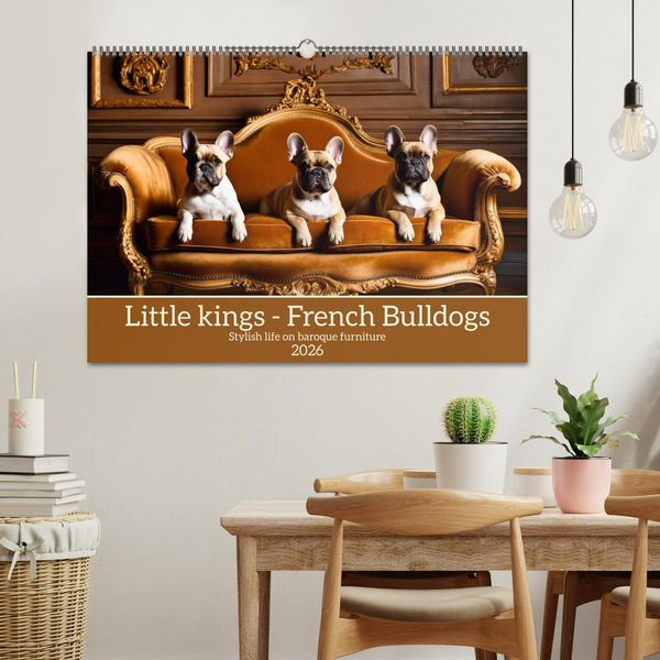Produktbild: Little kings - French Bulldogs (Wall Calendar 2026 DIN A2 landscape), CALVENDO 12 Month Wall Calendar
