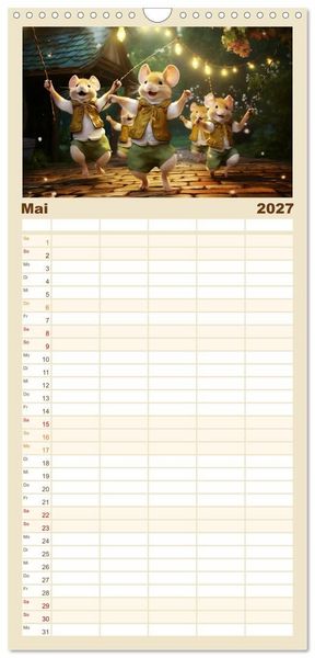 Produktbild: Familienplaner 2027 - Ein Jahr im Leben von Familie Maus mit 5 Spalten (Wandkalender, 21 x 45 cm) CALVENDO