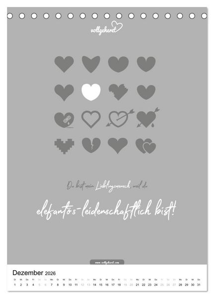 Produktbild: vollgeherzt: Lieblingsmensch-Kalender - Der Wandkalender als Geschenk f&uuml;r ganz besondere Menschen (Tischkalender 2026 DIN A5 hoch), CALVENDO Monatskalender
