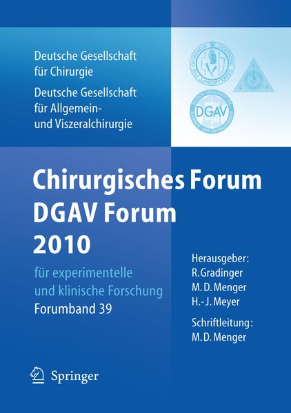 Produktbild: Chirurgisches Forum und DGAV Forum 2010 f&uuml;r experimentelle und klinische Forschung.