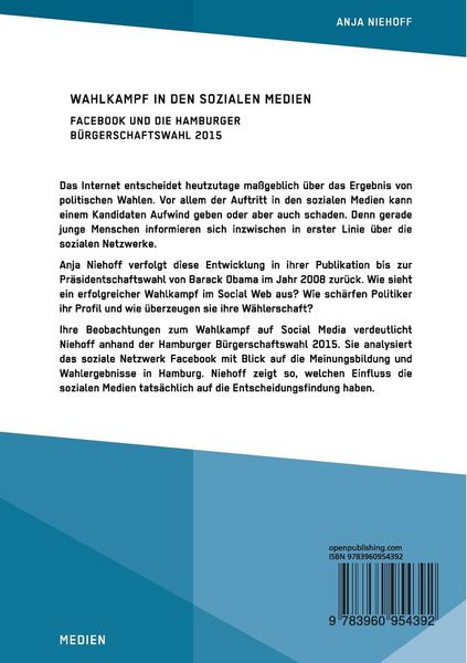 Produktbild: Wahlkampf in den sozialen Medien. Facebook und die Hamburger B&uuml;rgerschaftswahl 2015