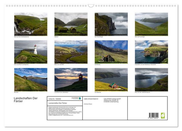 Produktbild: Landschaften Der F&auml;r&ouml;er (Wandkalender 2026 DIN A2 quer), CALVENDO Monatskalender