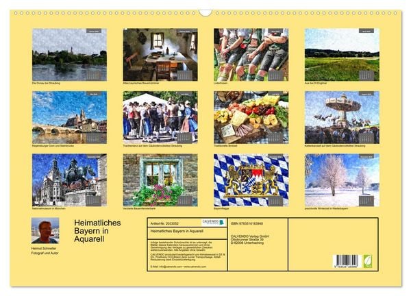 Produktbild: Heimatliches Bayern in Aquarell (Wandkalender 2026 DIN A2 quer), CALVENDO Monatskalender