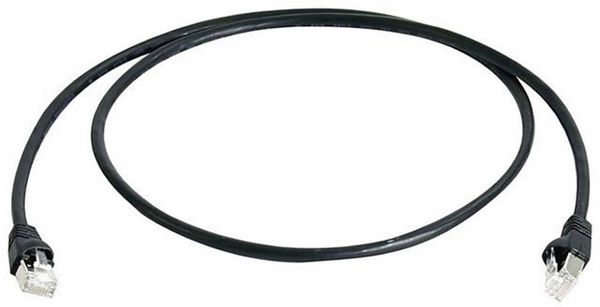 Produktbild: Teleg&auml;rtner 100008467 RJ45 Patchkabel CAT 6a S/FTP 3.00m Schwarz Flammwidrig, mit Rastnasenschutz, Paarschirm, doppelt geschirmt