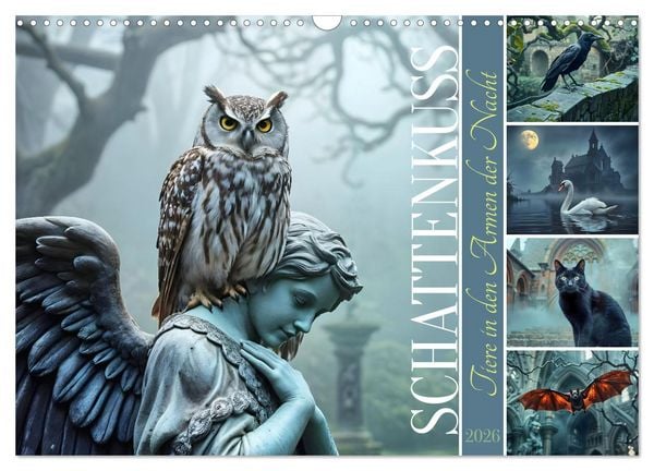 Produktbild: Schattenkuss - Tiere in den Armen der Nacht (Wandkalender 2026 DIN A3 quer), CALVENDO Monatskalender