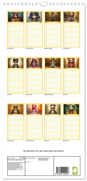 Produktbild: Familienplaner 2026 - Hip Hop Kids. Ein Jahr voller Style und Groove mit 5 Spalten (Wandkalender, 21 x 45 cm) CALVENDO