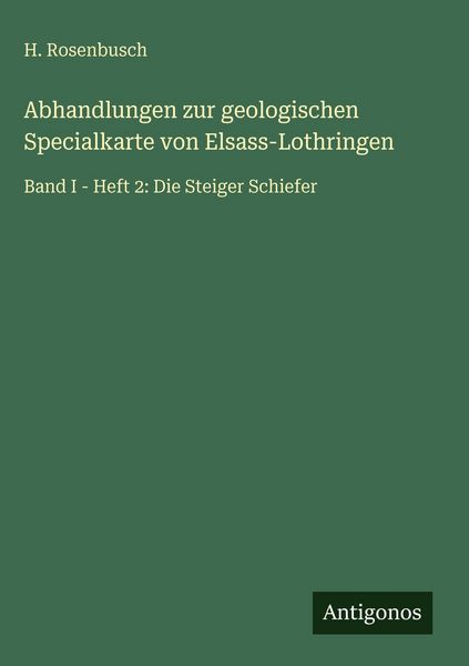 Produktbild: Abhandlungen zur geologischen Specialkarte von Elsass-Lothringen
