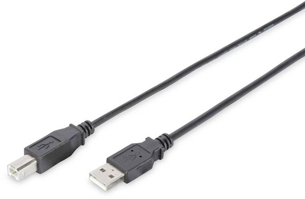 Digitus USB-Kabel USB 2.0 USB-A Stecker, USB-B Stecker 5.00 m Schwarz Rund, doppelt geschirmt DB-300105-050-S