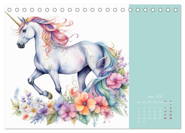 Produktbild: Les licornes (Calendrier de bureau 2026 DIN A5 vertical), CALVENDO calendrier mensuel