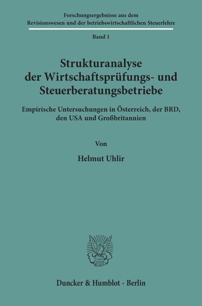 Produktbild: Strukturanalyse der Wirtschaftspr&uuml;fungs- und Steuerberatungsbetriebe.