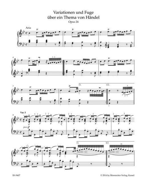 Produktbild: Brahms, J: Variationen und Fuge über ein Thema von Händel