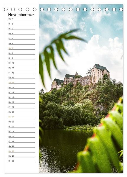 Produktbild: Sachsens Burgen und Schl&ouml;sser - Beschreibbarer Kalender mit Ortsangaben (Tischkalender 2027 DIN A5 hoch), CALVENDO Monatskalender