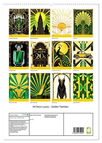 Produktbild: Art Deco Luxury &ndash; Golden Twenties (hochwertiger Premium Wandkalender 2027 DIN A2 hoch), Kunstdruck in Hochglanz