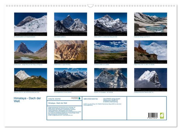 Produktbild: Himalaya - Dach der Welt (Wandkalender 2026 DIN A2 quer), CALVENDO Monatskalender