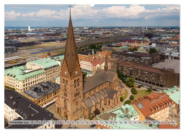 Produktbild: Malm&ouml; von oben (hochwertiger Premium Wandkalender 2026 DIN A2 quer), Kunstdruck in Hochglanz