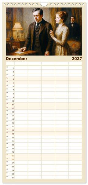 Produktbild: Familienplaner 2027 - Oscar Wilde mit 5 Spalten (Wandkalender, 21 x 45 cm) CALVENDO