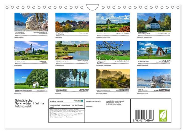 Produktbild: Schw&auml;bische Sprichw&ouml;rter 1 Wi ma hald so said! (Wandkalender 2026 DIN A4 quer), CALVENDO Monatskalender