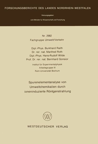 Produktbild: Spurenelementanalyse von Umweltchemikalien durch ioneninduzierte R&ouml;ntgenstrahlung