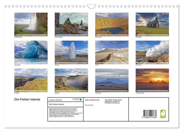 Produktbild: Die Farben Islands (Wandkalender 2027 DIN A3 quer), CALVENDO Monatskalender