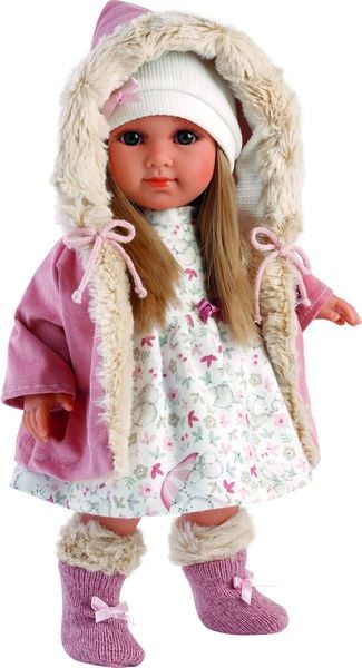 Puppe Elena blond mit Kapuzenmantel 35cm