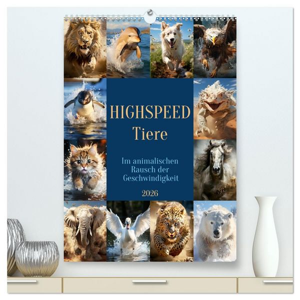 Produktbild: Highspeed Tiere (hochwertiger Premium Wandkalender 2026 DIN A2 hoch), Kunstdruck in Hochglanz