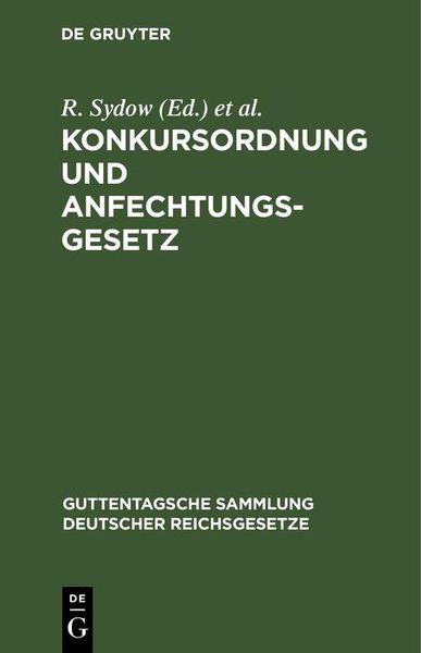 Produktbild: Konkursordnung und Anfechtungsgesetz