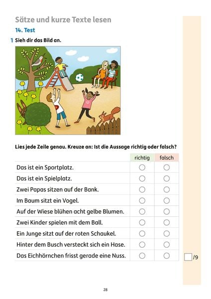 Produktbild: &Uuml;bungsheft mit Lesetests in Deutsch 1. Klasse