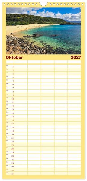 Produktbild: Familienplaner 2027 - Hawaii - Eindr&uuml;cke von Big Island, Kauai & Oahu mit 5 Spalten (Wandkalender, 21 x 45 cm) CALVENDO