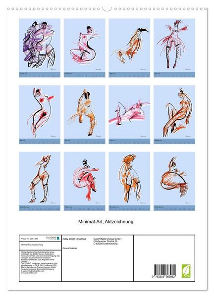 Produktbild: Minimal-Art, Aktzeichnung (hochwertiger Premium Wandkalender 2026 DIN A2 hoch), Kunstdruck in Hochglanz