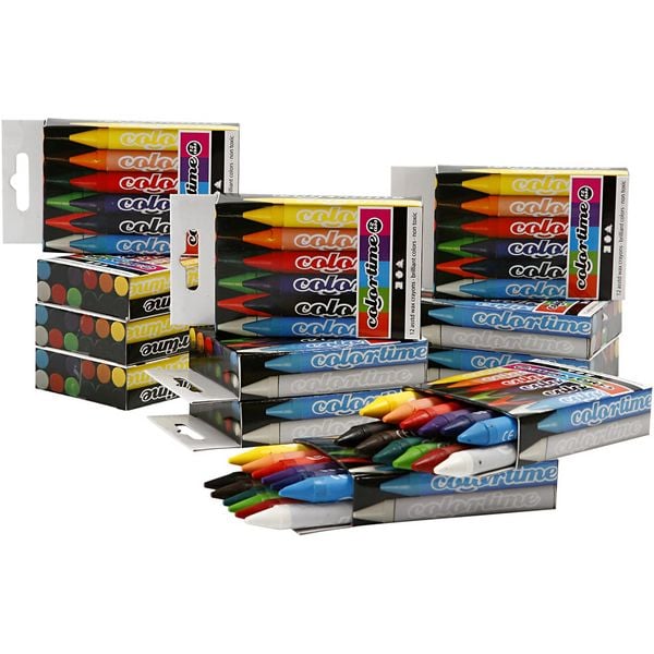 Produktbild: Creativ Company Colortime Farbkreide, L 10 cm, Dicke 11 mm, sortierte Farben, 12 Stk