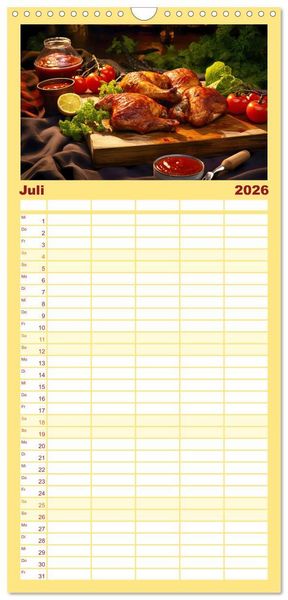 Produktbild: Familienplaner 2026 - BBQ Feuerzauber - Grillkalender mit 5 Spalten (Wandkalender, 21 x 45 cm) CALVENDO