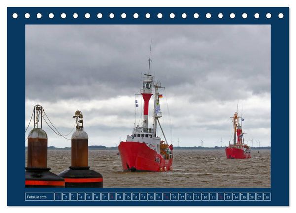 Produktbild: Feuerschiffe - Borkum Riff - Elbe 1 - Deutsche Bucht (Tischkalender 2026 DIN A5 quer), CALVENDO Monatskalender
